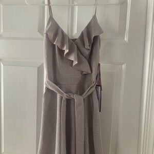 Emerald Sundae Glittering One Shoulder Dress in Gray